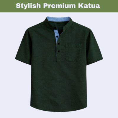 Herringbone Fabrics Half sleeve Katua (green)