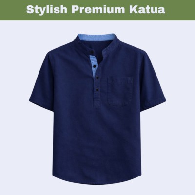 Herringbone Fabrics Half sleeve Katua (navy blue)