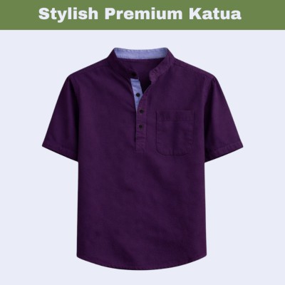 Herringbone Fabrics Half sleeve Katua (Maroon)