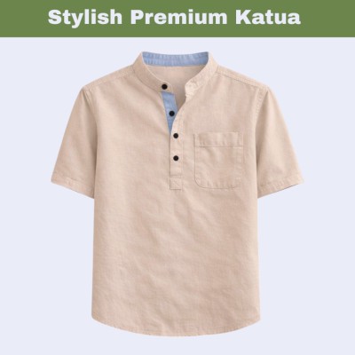 Herringbone Fabrics Half sleeve Katua (Cream)