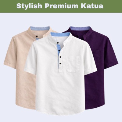 3 pcs Herringbone Fabrics Half sleeve Katua (combo)