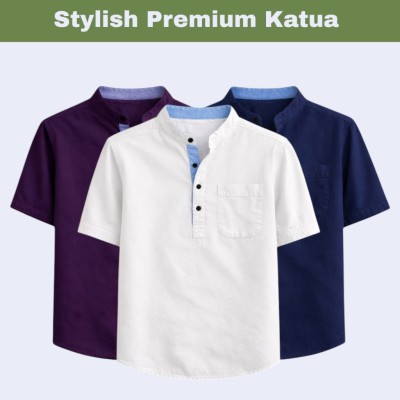 3 pcs Herringbone Fabrics Half sleeve Katua (combo)