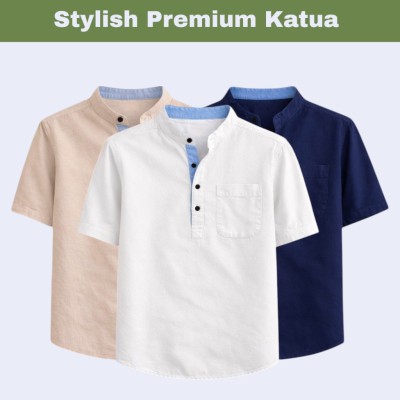 3 pcs Herringbone Fabrics Half sleeve Katua (combo)