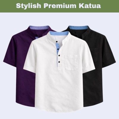 3 pcs Herringbone Fabrics Half sleeve Katua (combo)