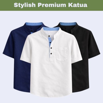 3 pcs Herringbone Fabrics Half sleeve Katua (combo)
