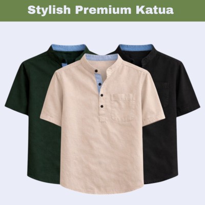 3 pcs Herringbone Fabrics Half sleeve Katua (combo)