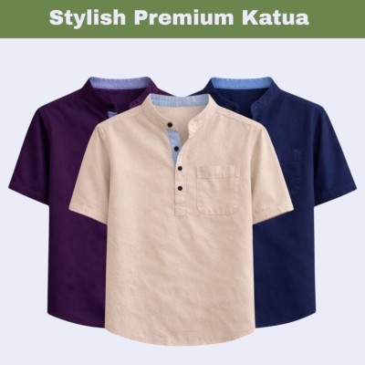 3 pcs Herringbone Fabrics Half sleeve Katua (combo)