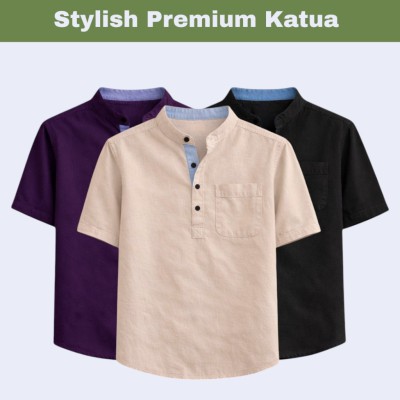 3 pcs Herringbone Fabrics Half sleeve Katua (combo)