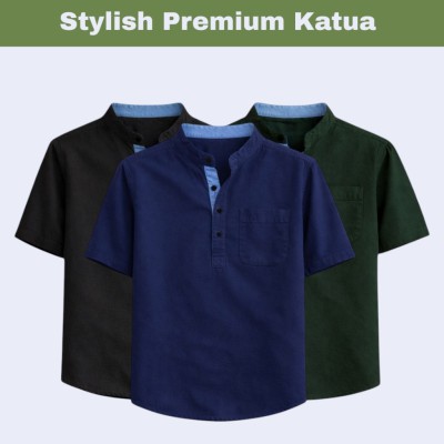 3 pcs Herringbone Fabrics Half sleeve Katua (combo)