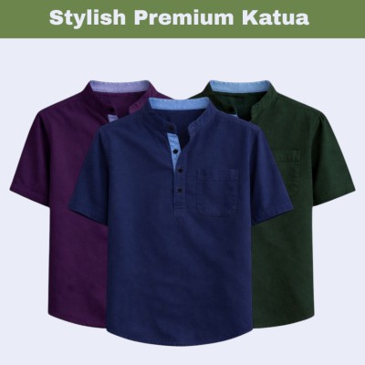 3 pcs Herringbone Fabrics Half sleeve Katua (combo)