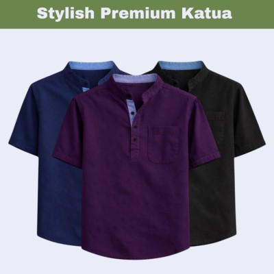 3 pcs Herringbone Fabrics Half sleeve Katua (combo)