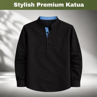 Herringbone Fabrics Premium Quality Katua - Black