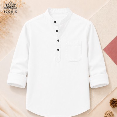 Oxford cotton Full sleeve Katua - White