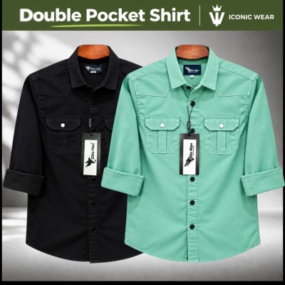 2 Pcs Men's Premium Double Pocket Shirt