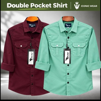 2 Pcs Men's Premium Double Pocket Shirt