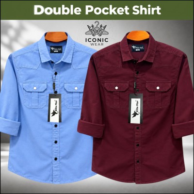 2 Pcs Men's Premium Double Pocket Shirt