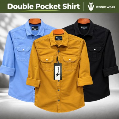 3 Pcs Men's Premium Double Pocket Shirt