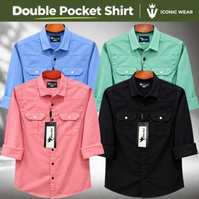 4 Pcs Men's Premium Double Pocket Shirt