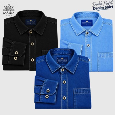 3Pcs Denim Jeans Shirt Combo