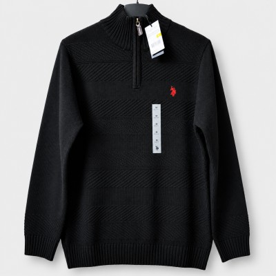 Men’s Quarter-Zip Knit Sweater- Black